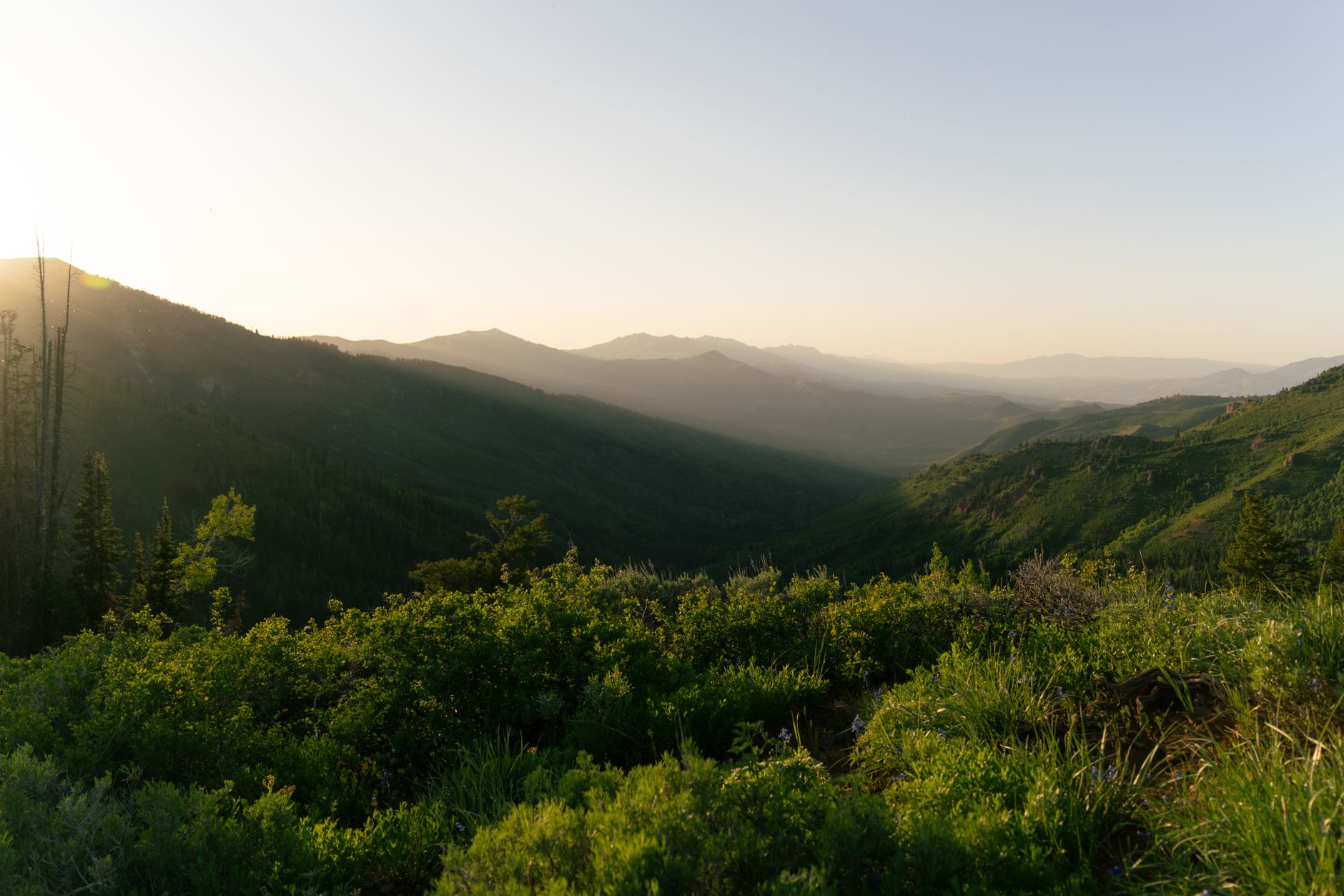 Sunrise over a Utah mountain valley